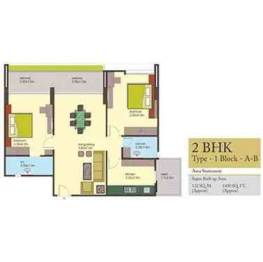 2BHK Type-1 Block-A-B
