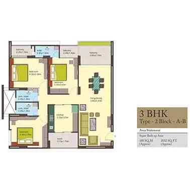 3BHK Type-2 Block-A-B